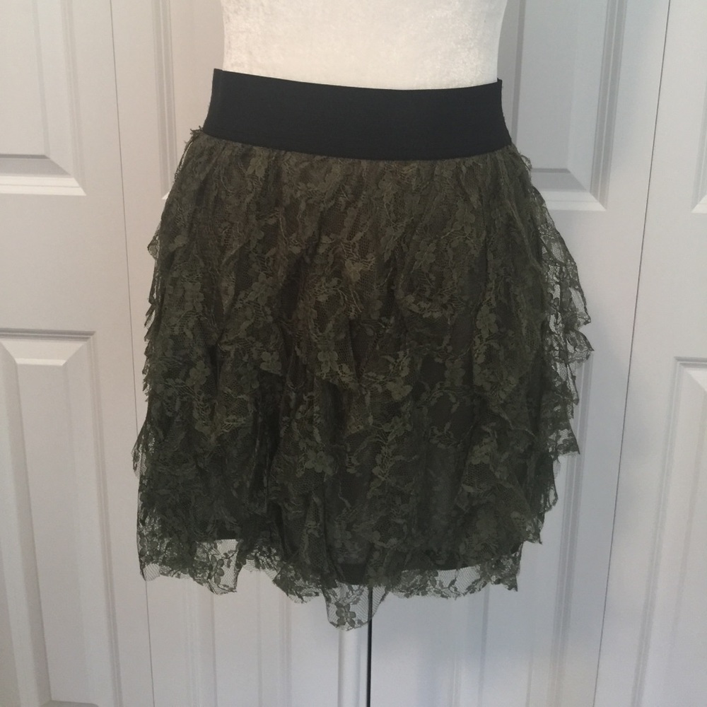 Express Green Lace Skirt