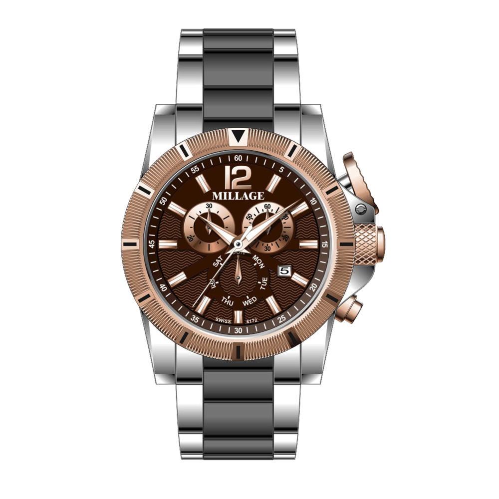 M3426-TTSRGIPBLK-TT- -BROWN / RG-SILVER & IP BLACK