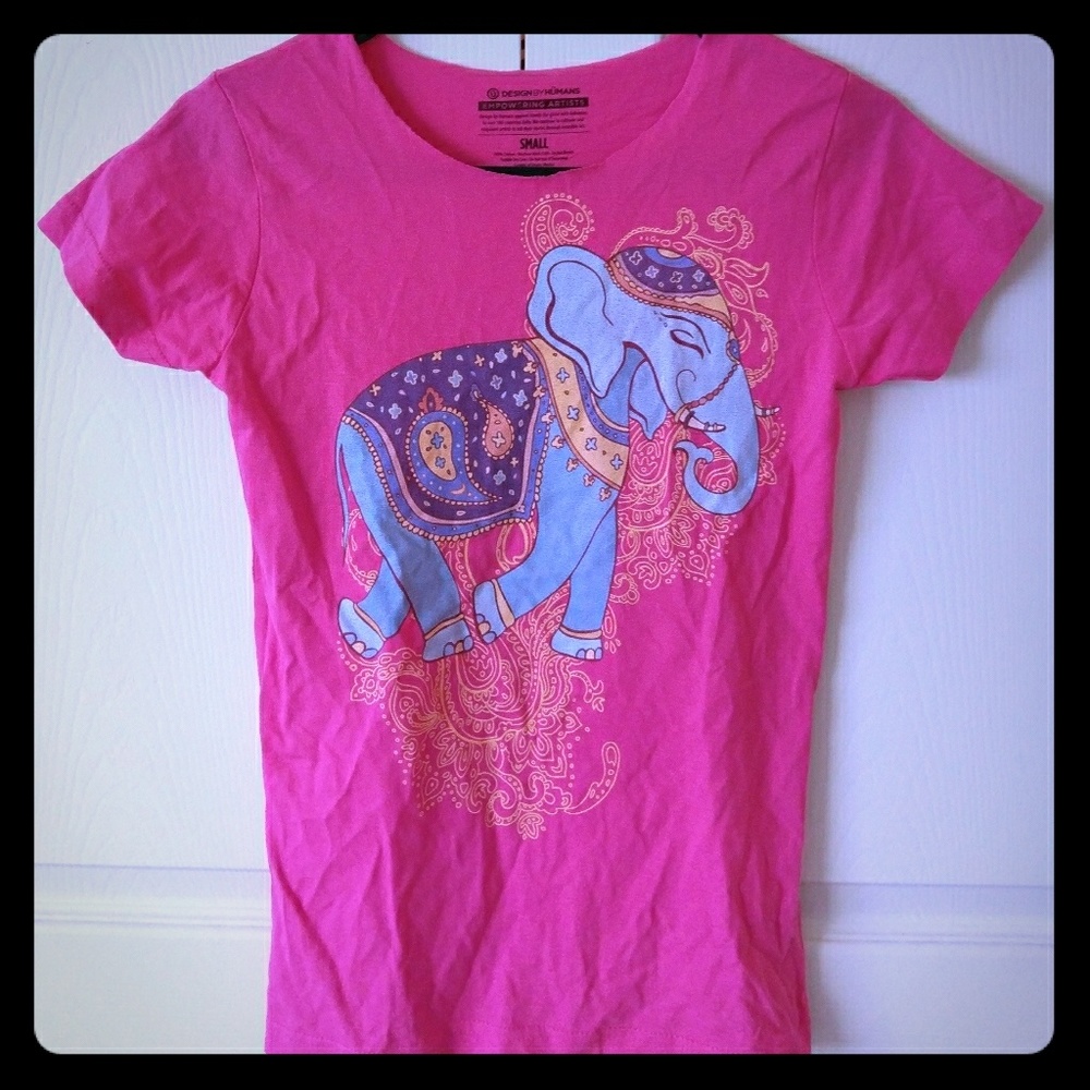 Cotton pink elephant summer tee