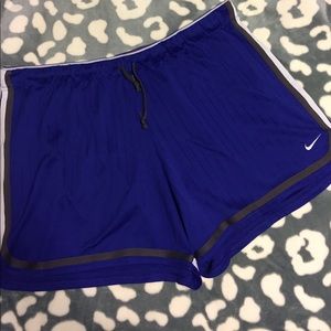 Nike soccer shorts, size XL. Blue, grey, and white