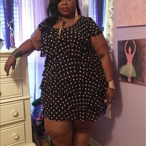 Pink and black polka dot mini dress by INC