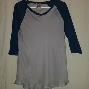 Blue and tanish shirt