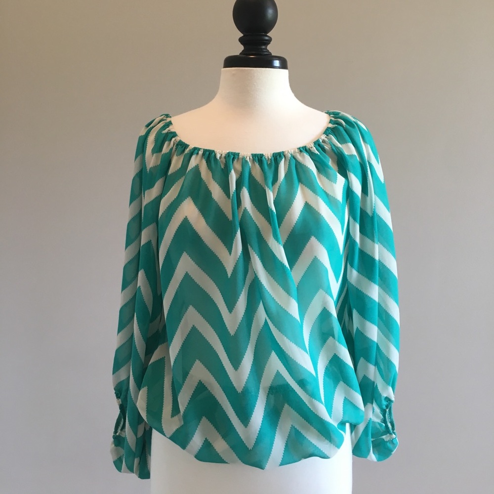 Turquoise chevron blouse by Emma Rose