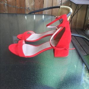 Red block heels
