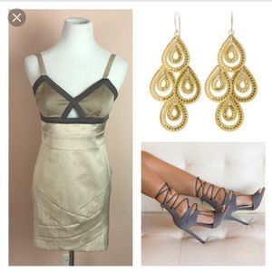 Cute tonal taupe wrap effect mini dress