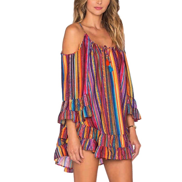 LAST ONE! ! XXXL! Rainbow striped cover up! - Picture 3 of 6