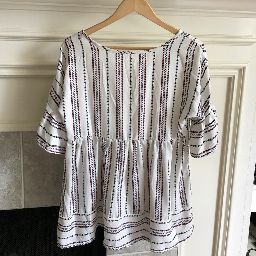 Striped Pattern Tassel Blouse - Picture 7 of 7