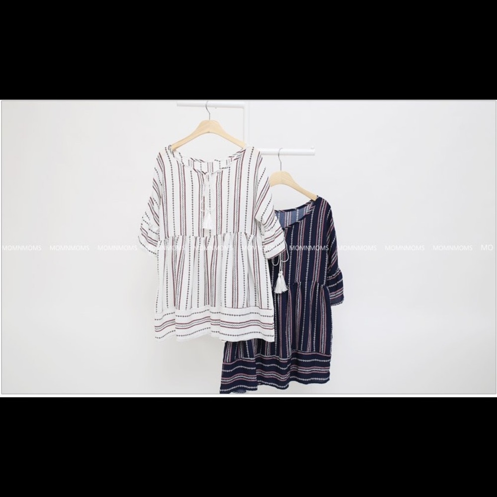 Striped Pattern Tassel Blouse - Picture 2 of 7