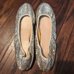 JCrew Gold Glitter Ballet Flats