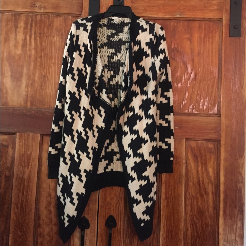 Houndstooth Duster Long Sweater