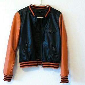 Orange and Black Varsity Jacket