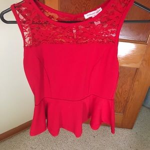 Small red peplum top
