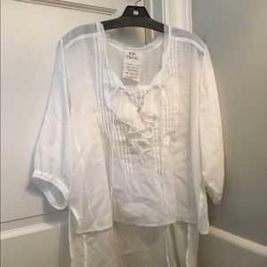FP ONE Ruffle Me Up High & Low Ivory Blouse Top