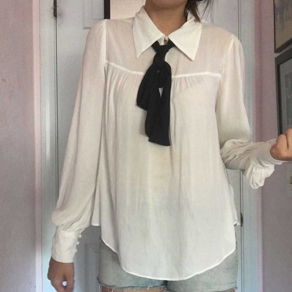White and Black Blouse