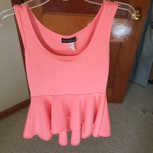 Small bright pink peplum top