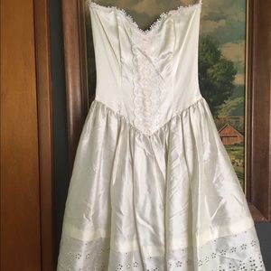 Vintage 80s Gunne Sax Strapless Dress Pink White