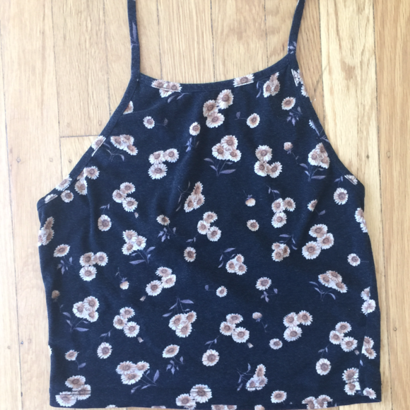 Brandy Melville black daisy halter top - Picture 2 of 3