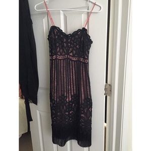 Size 2 Betsey Johnson pink and lace black dress