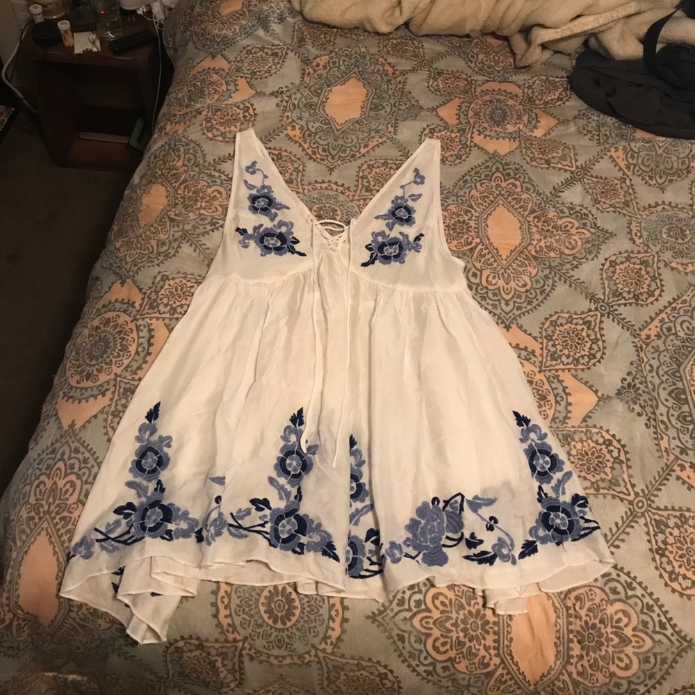 Free People Dress--White with blue flowers