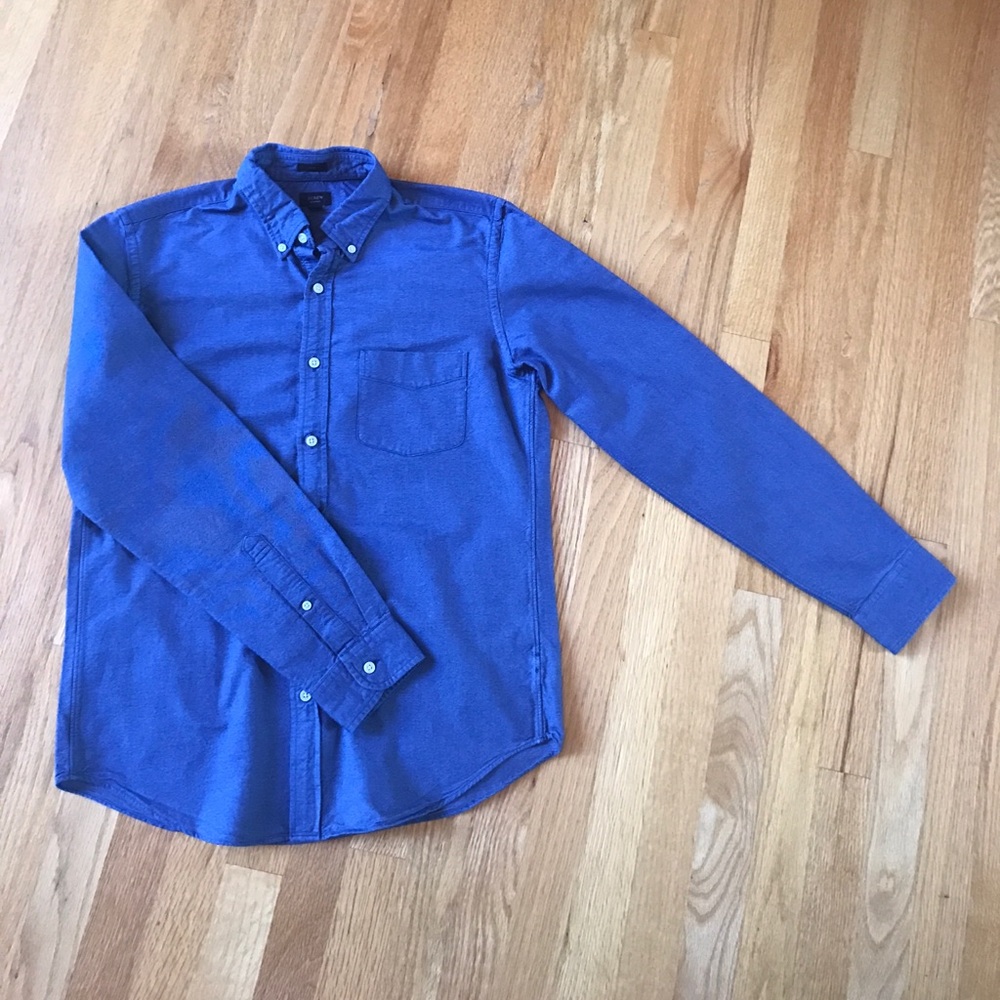 J Crew Slim Fit Blue Chambray Oxford Button Up