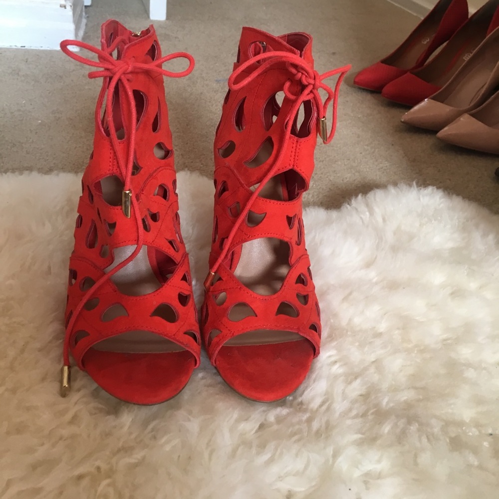 Red (with cut- outs) Open- Toed Heels
