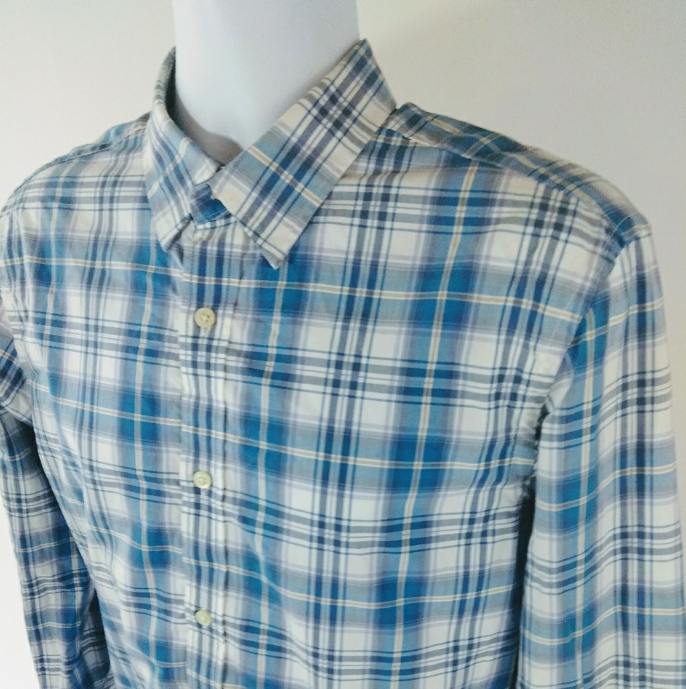 Banana Republic Men'sBlue white Plaid Checks Shirt