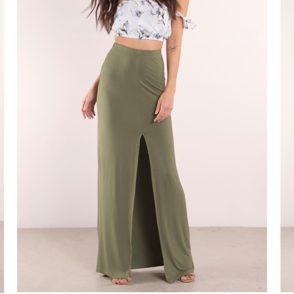 Tobi Olive Maxi Skirt