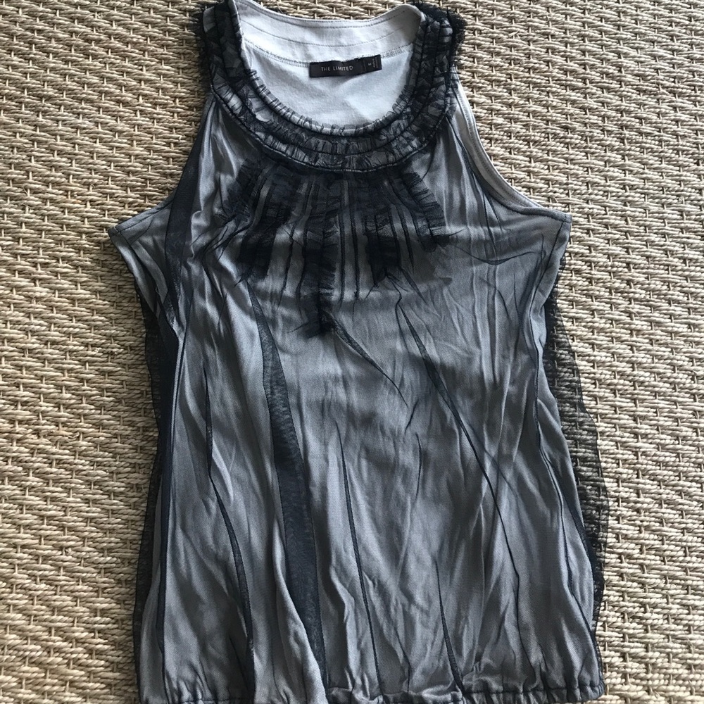 Lace overlay nude sleeveless top