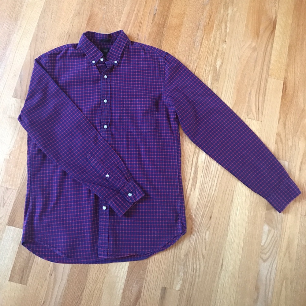 J Crew Slim Fit Plaid Oxford Button Up