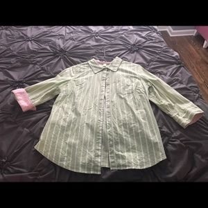 Green and pink button down shirt