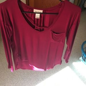 Xs maroon cross neck top