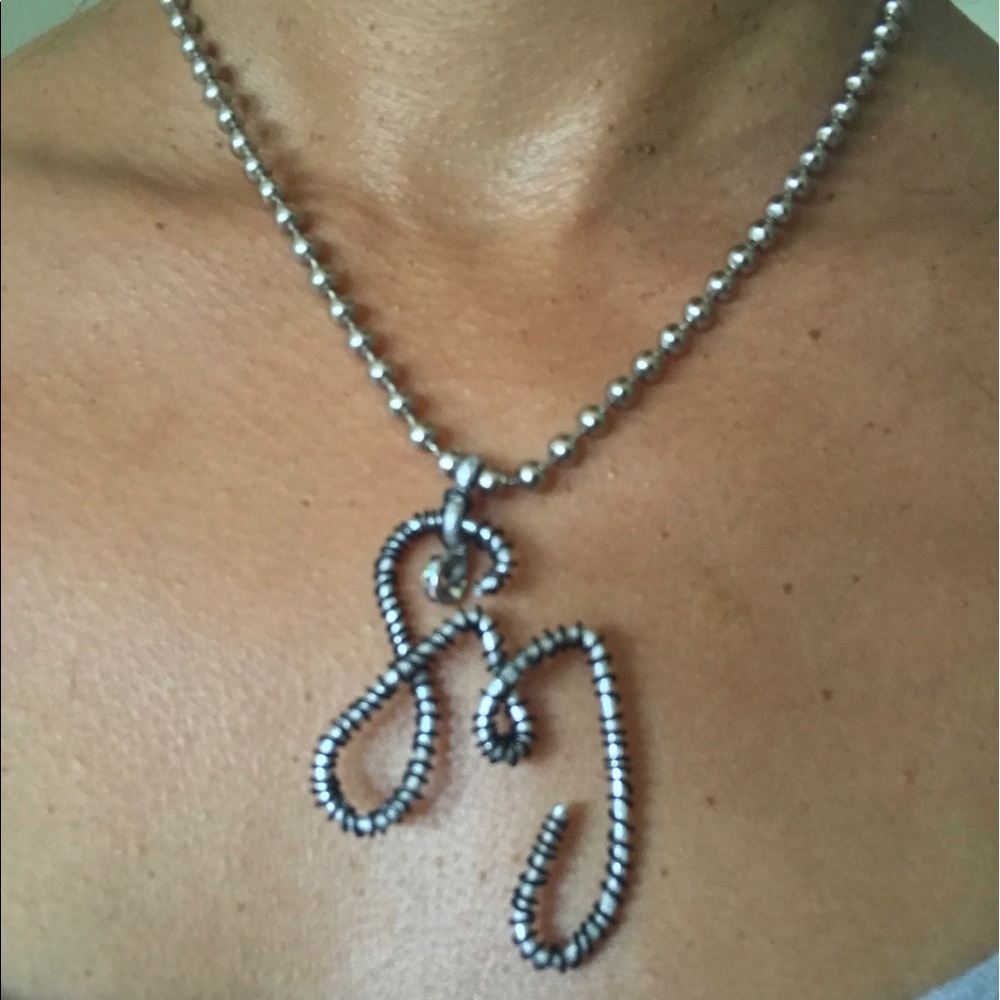 Custom Made Silver Wire Wrapped Initial Pendants - Picture 3 of 4