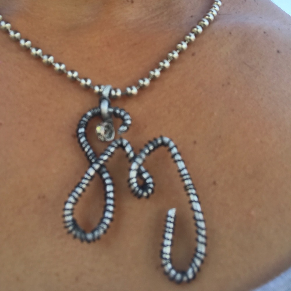 Custom Made Silver Wire Wrapped Initial Pendants - Picture 4 of 4