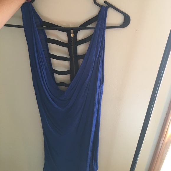 Eyeshadow royal blue tank with cut out back - Picture 1 of 3