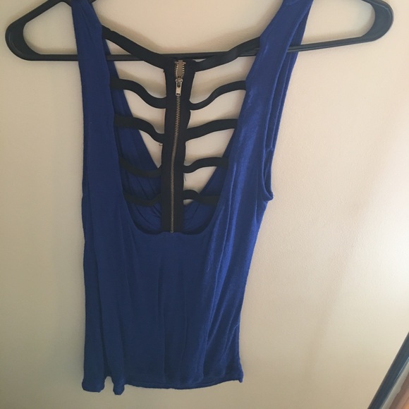Eyeshadow royal blue tank with cut out back - Picture 2 of 3