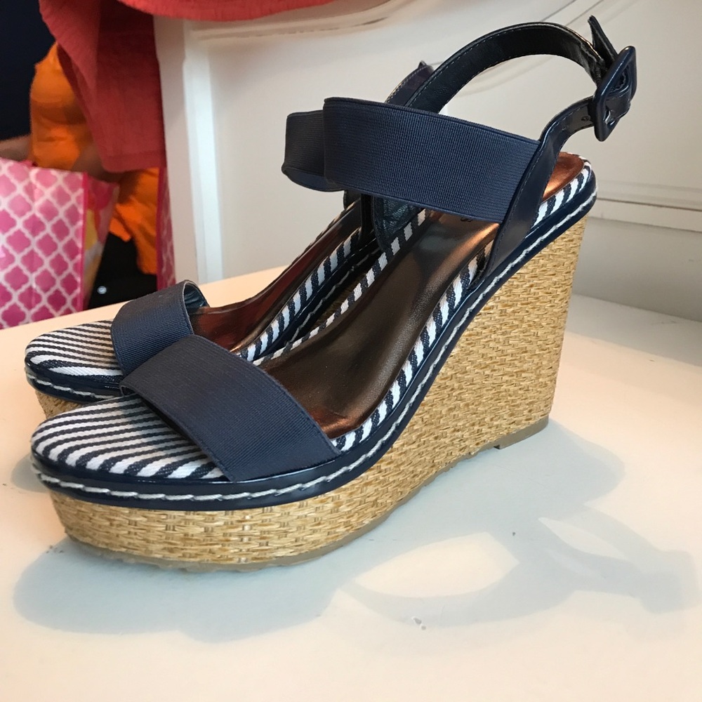 Navy espadrille wedges