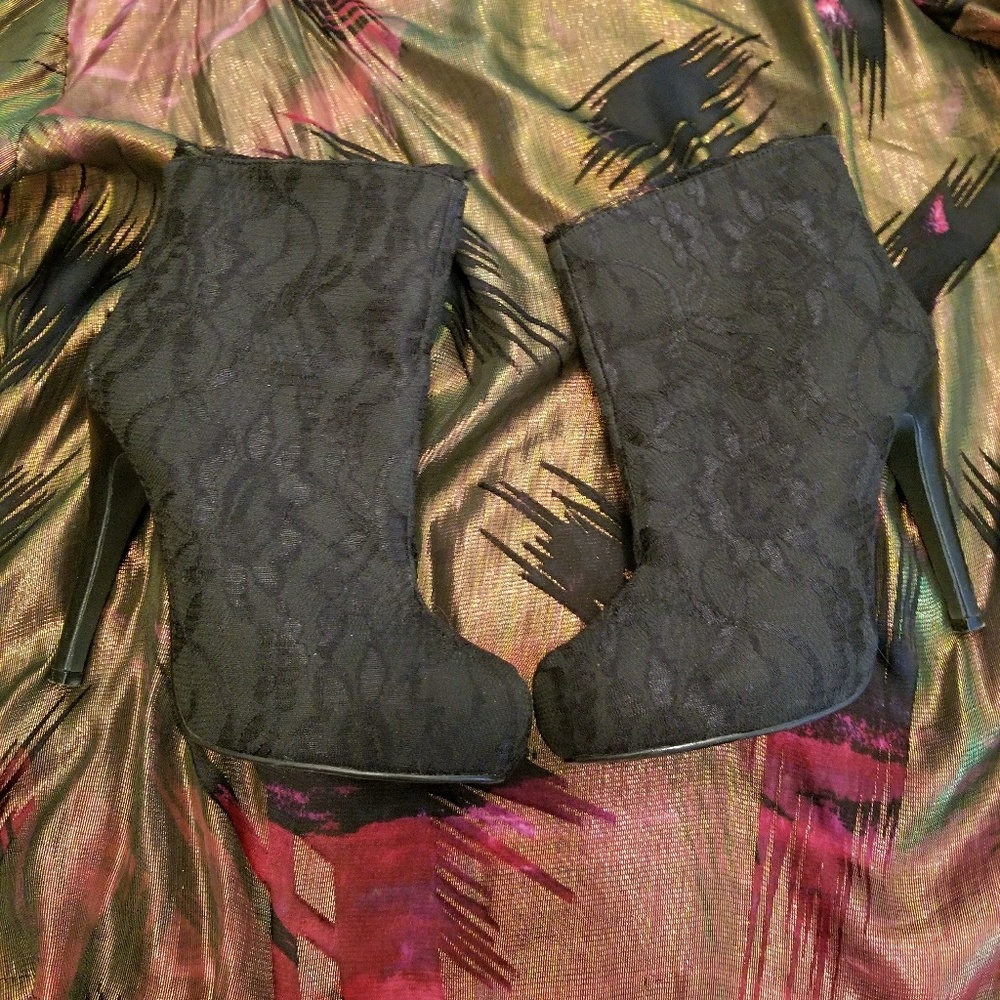Black lace ankle boots