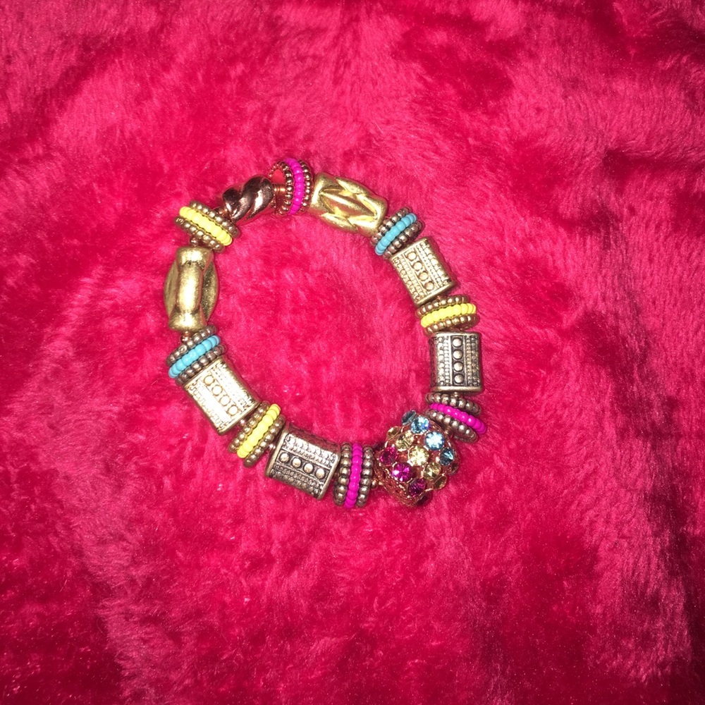 Colorful Bead Stretchy Bedazzled Bracelet