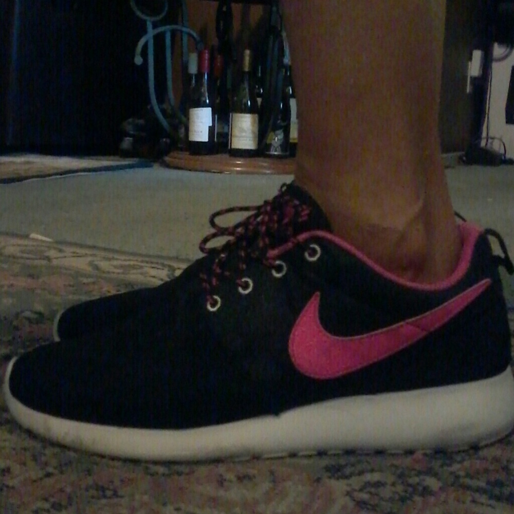 Pink & Black Nike Roshe Shoes