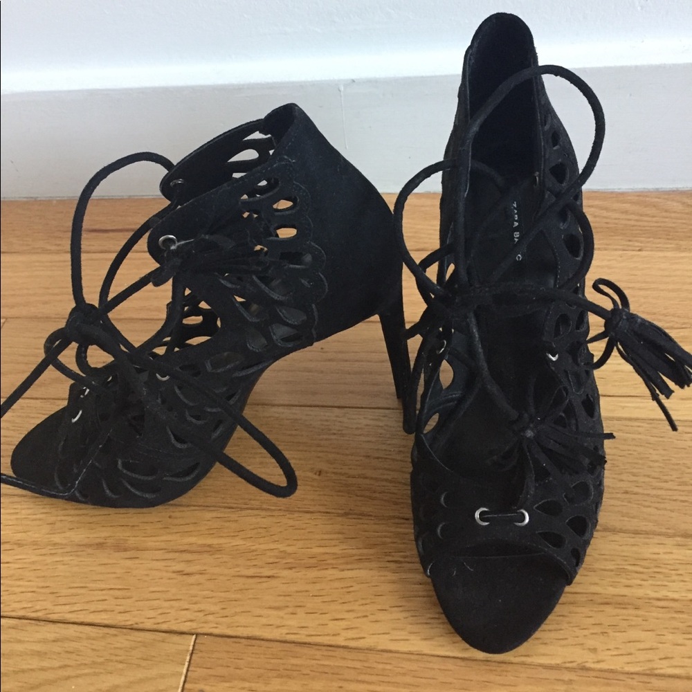 Zara Ankle Wrap Black Heels