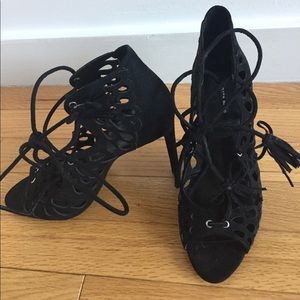 Zara Ankle Wrap Black Heels