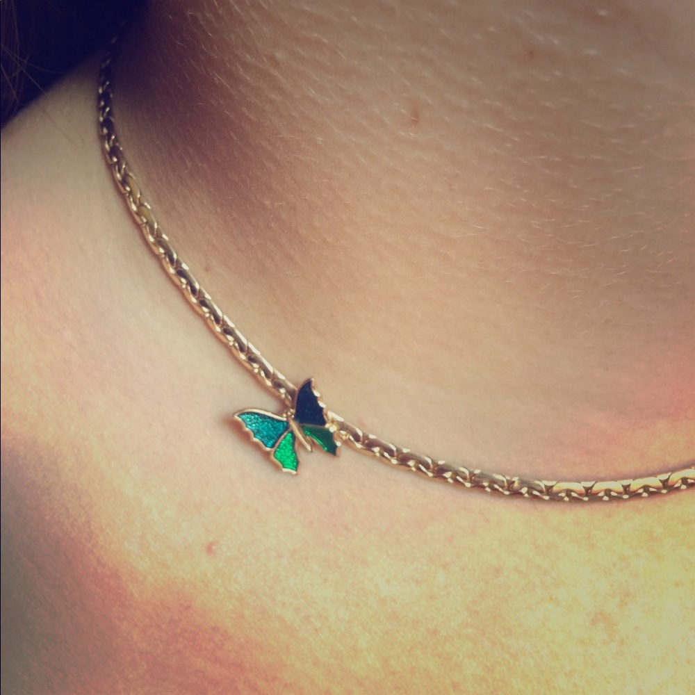 Vintage 70's "Butterflies are Free to Fly" choker