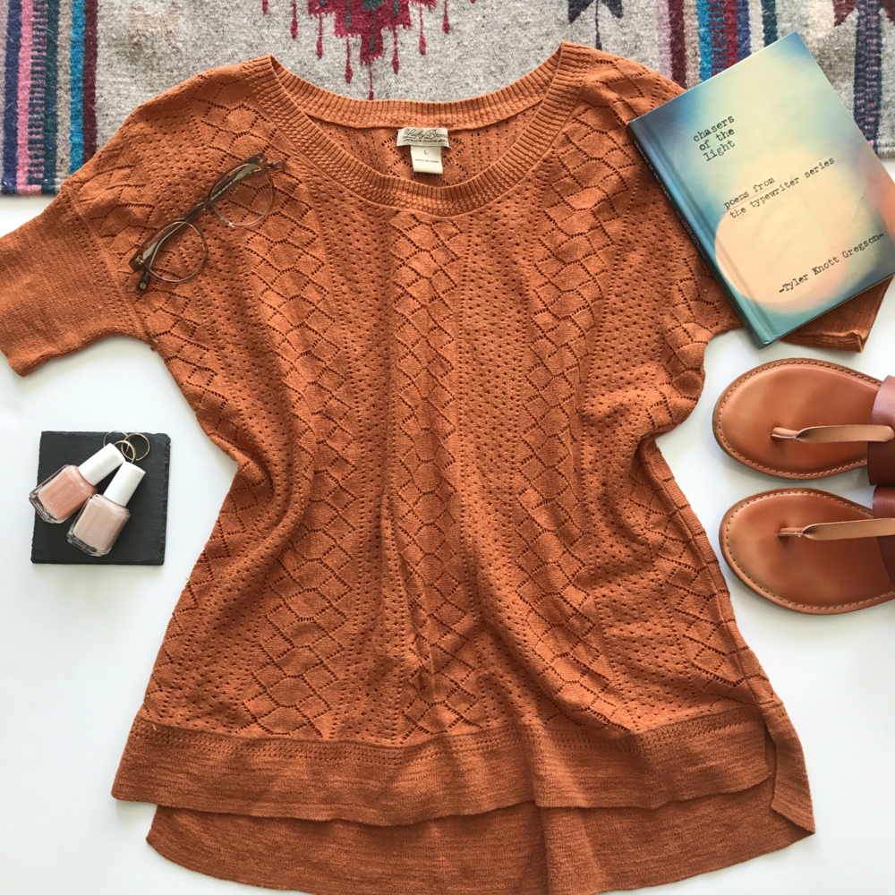 LUCKY BRAND • Short sleeve orange sweater