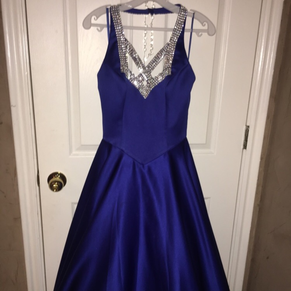 Royal blue silk texture gown