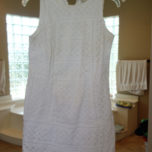 Ann Taylor Loft White Cotton Eyelet Dress
