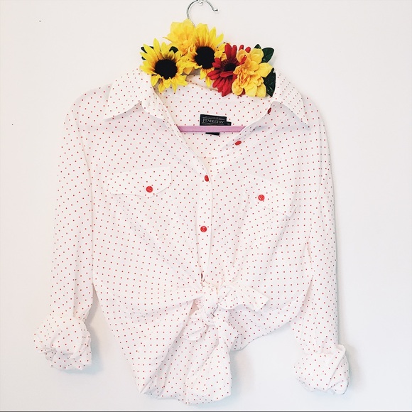 Pendleton Tops - White blouse orange Polka Dots SZ 16 🍊