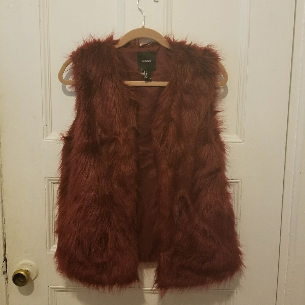 Forever 21 Deep Pink Furry Vest