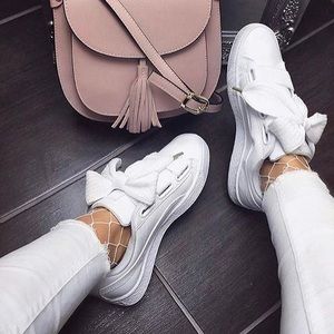 Puma basket patent white sneakers