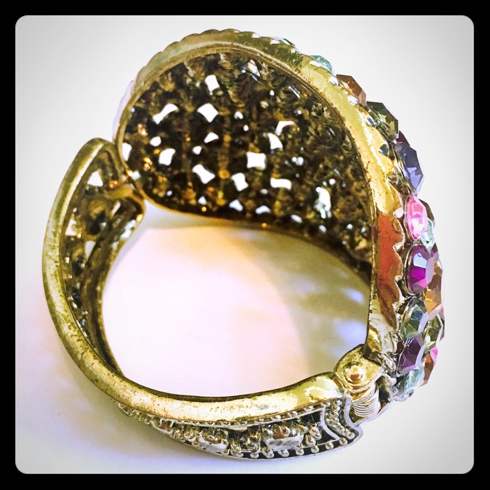 Multi-Color Rhinestone Cuff Bracelet - Picture 5 of 6