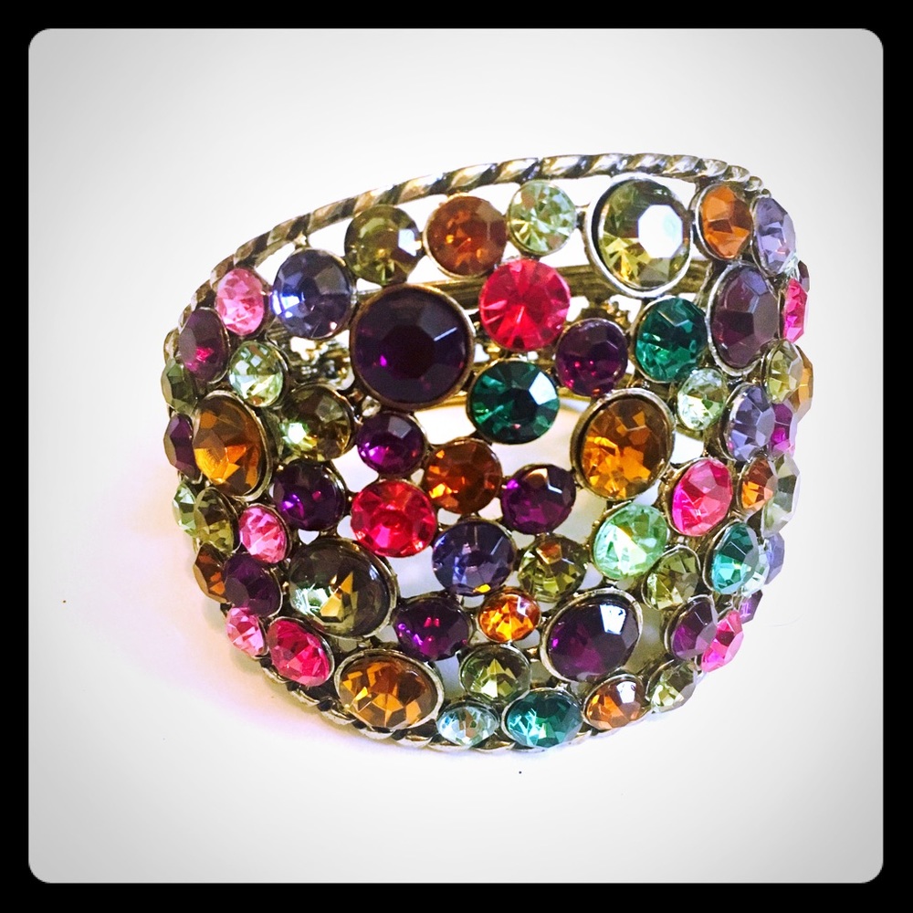 Multi-Color Rhinestone Cuff Bracelet